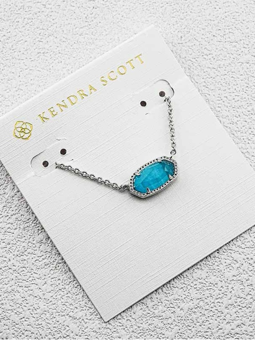 Kendra Scott Silver Chain Necklace with Turquoise Stone
